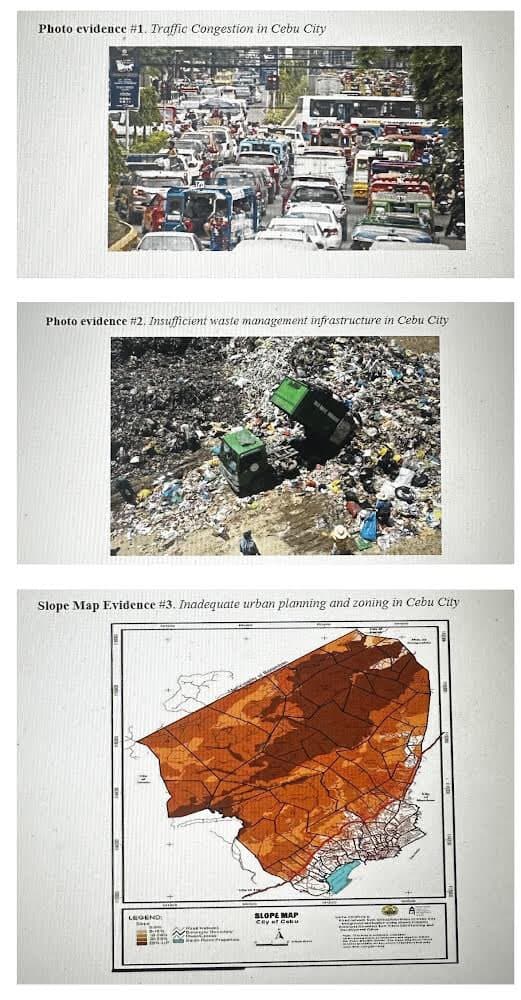 Photo evidence #1. Traffic Congestion in Cebu City
Photo evidence # 2. Insufficient waste management infrastructure in Cebu City
Slope Map Evidence # 3. Inadequate urban planning and zoning in Cebu City
LEGEND
Magy
SLOPE MAP
Cay of Cebu