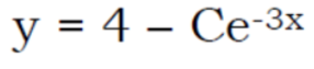 y = 4 – Ce-3x
