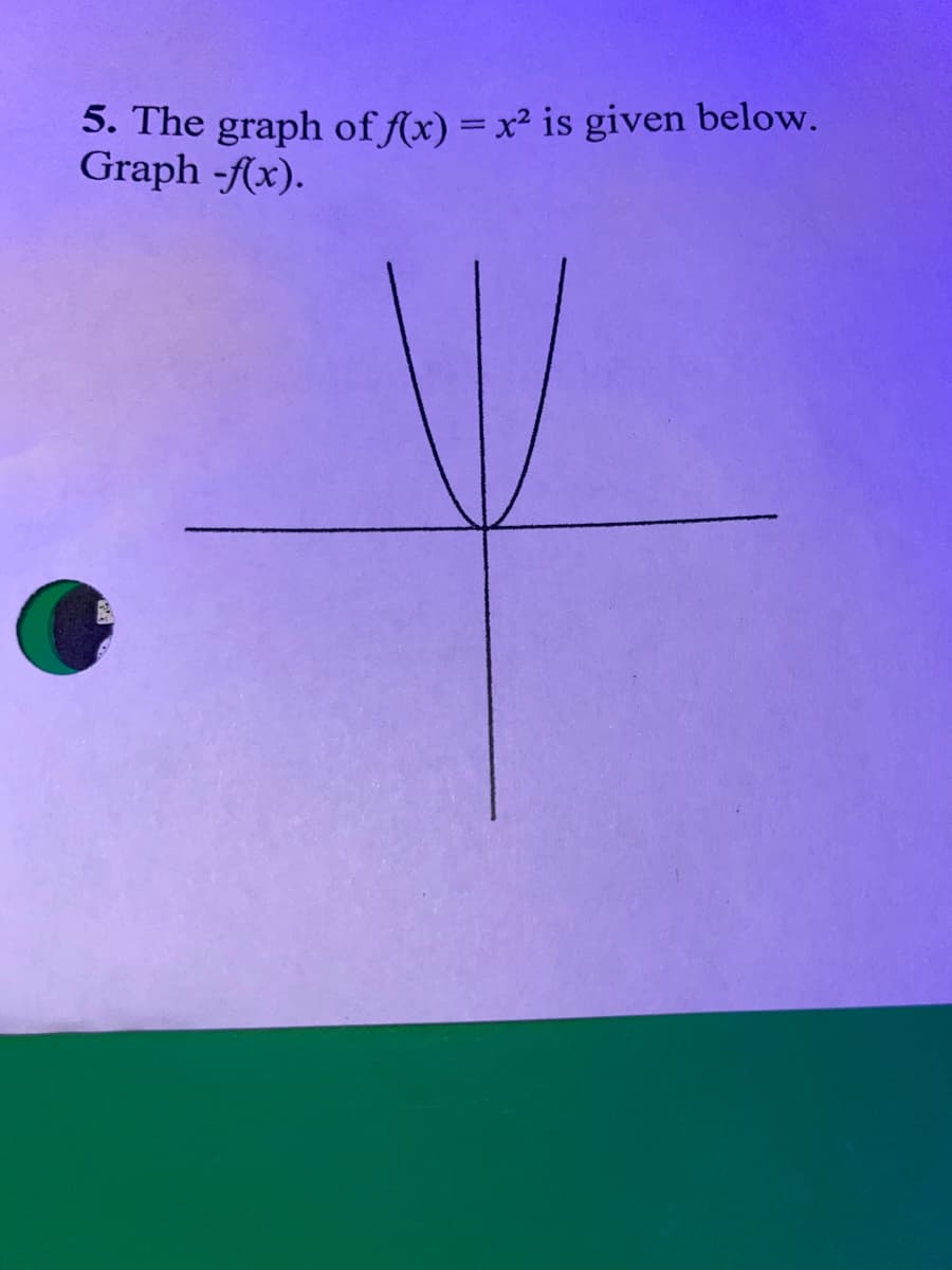 5. The graph of f(x) = x² is given below.
Graph -(x).
