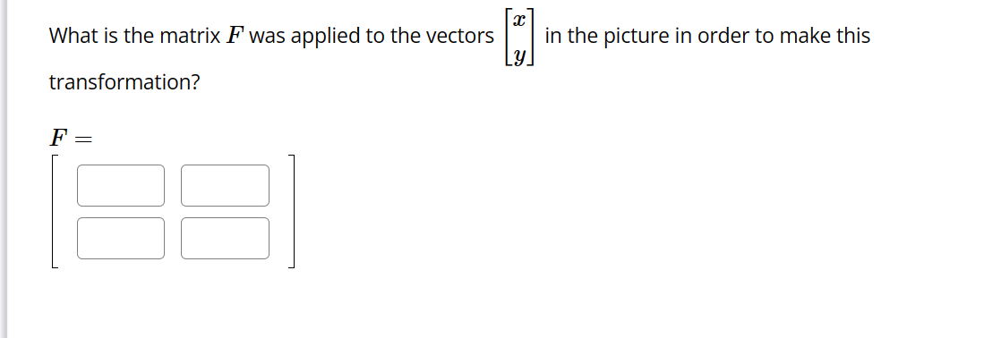 What is the matrix F was applied to the vectors
transformation?
F
-
[y]
in the picture in order to make this