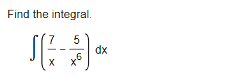 Find the integral.
5
√(-3)***
dx
6
X X