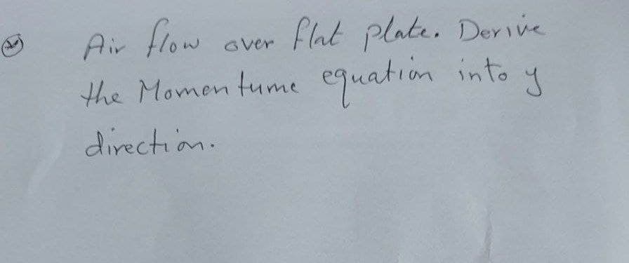 Air flow
flat plate. Derive
the Momentume equation into
У
direction.
over