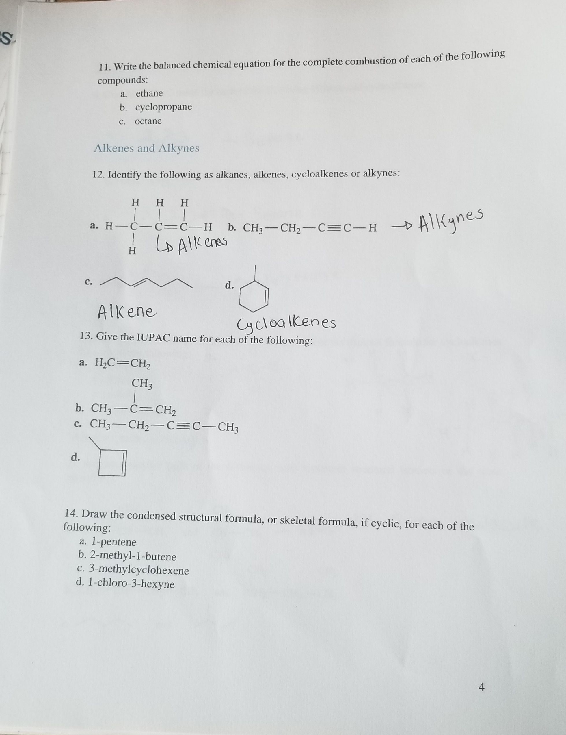 11. Write the balanced chemical equation for the complete combustion of each of the following
compounds:
a. ethane
b. cyclopropane
с.
octane
