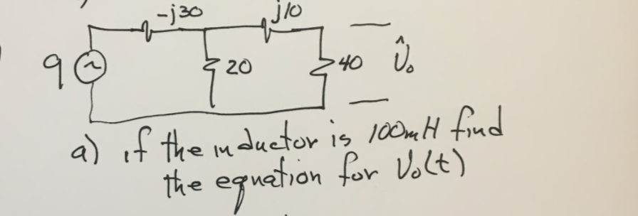 jlo
20
40
a) if the mductor is 100mH find
the eguation for Uslt)
