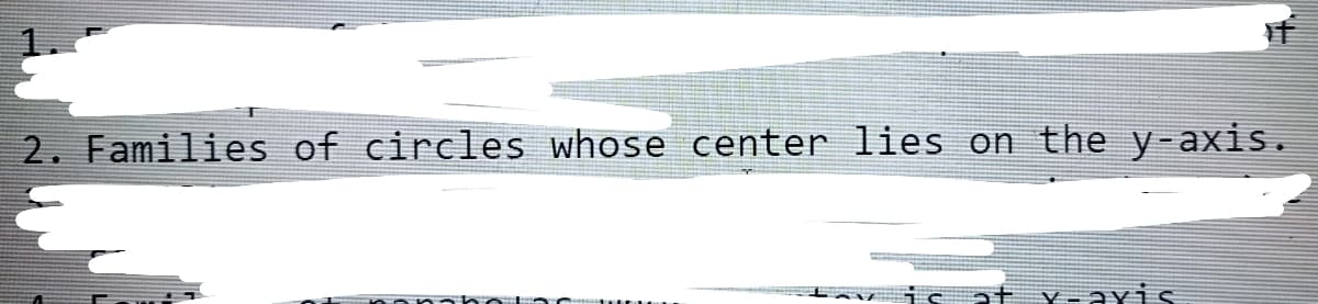 2. Families of circles whose center lies on the y-axis.
at x-ayis
