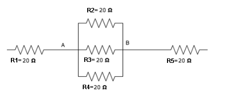 -www
R1-20
A
R2= 20 s
ww
www
R3= 20 2
ww
R4-20 2
B
www
R5=20 2