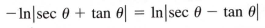 - In|sec 0 + tan 0| = In|sec 0 – tan 0|
