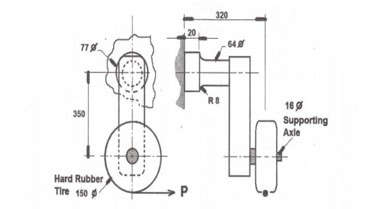 320
20
778
648
R8
16 Ø
Supporting
Axle
350
Hard Rubber
Tire 150 Ø
