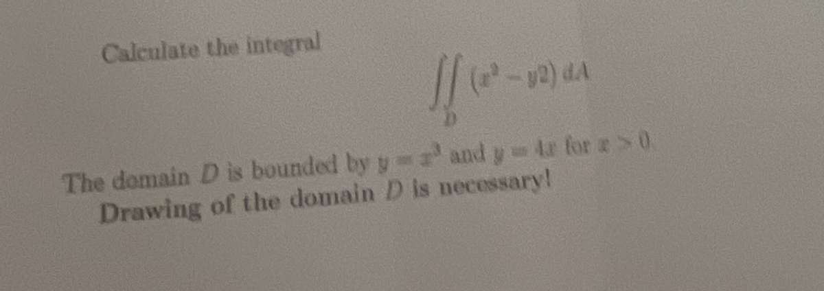 Calculate the integral
(-2) dA
The domain D is bounded by y-' and y Ar for a>0
Drawing of the domain D is necessary!
