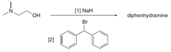 [1) NaH
diphenhydramine
он
Br
[2]
