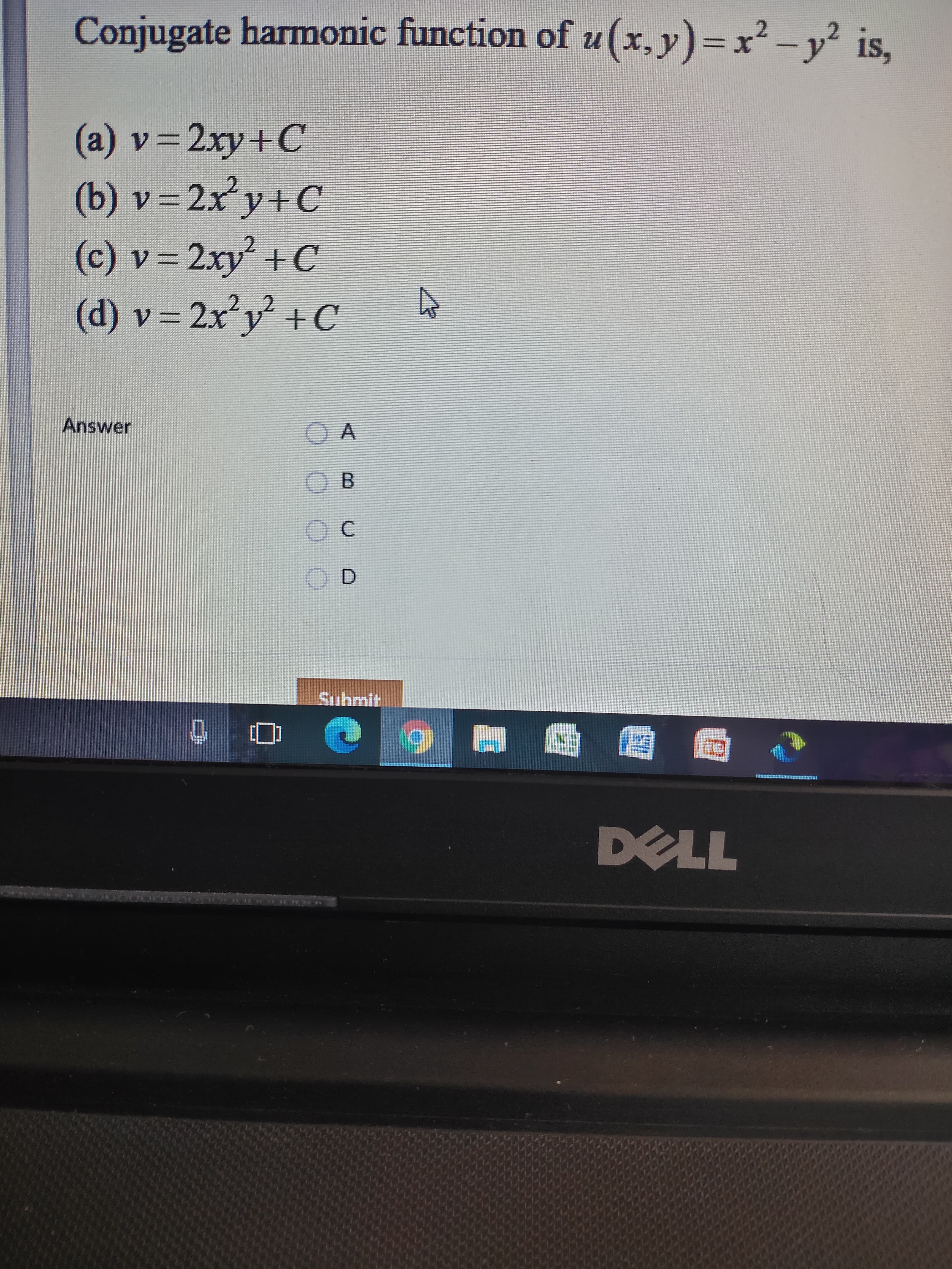 Conjugate harmonic function of u(x, y)=
=x²-y? is,
