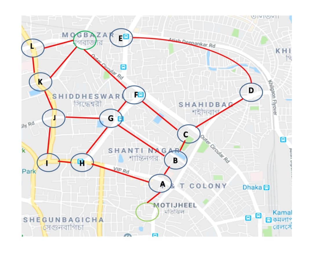 MOGBAZA
গবাজীর
EO
Atich Deepankar Rd.
KHI
Outer Circular Rd
K
SHIDDHESWARI
সিদ্ধেশ্বরী
SHAHIDBAC
শহীদবা
ily Rd
Outer Circular Rd
SHANTI NAGAR
শান্তিনগর।
k
VIP Rd
Park
A
T COLONY
Dhaka E
MOTIJHEEL
মতিঝিল
Kamal
রেলসে
SHEGUNBAGICHA
সেগুনবাগিচা।
hilgaon Flyover
