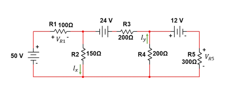 24 V
12 V
R3
R1 1002
2000 ly
+ VR1
+
R4 2002
R5
R2 1500
VR5
3000
50 V
Ix
