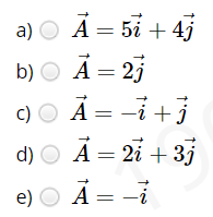 a) O Ã = 5i + 4j
b) O A = 2j
c) O Ã = -i+3
d) O Ả =
Ả =
2i + 3j
e) O Å = -i
