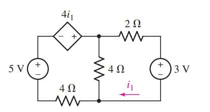 4i1
2Ω
5 V
3 V
4Ω
+ I
