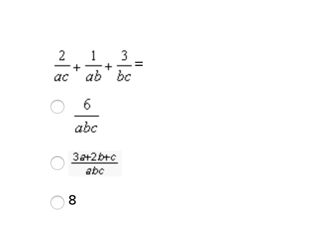 1
3
+
ab' bc
e
ac
6
abc
3a+2b+c
abc
8
