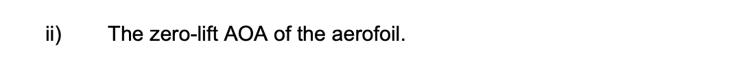 ii)
The zero-lift AOA of the aerofoil.