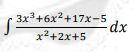 3x3+6x²+17x-5
x2+2x+5
