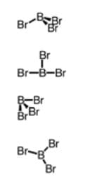 The image features four diagrams of molecular structures, each showcasing different bonding arrangements of Boron (B) with Bromine (Br) atoms.

1. The first diagram shows a Boron atom (B) forming three covalent bonds with three Bromine atoms (Br). The structure appears as a trigonal planar arrangement, with each Br atom positioned at equal angles around the B atom.

2. The second diagram also features a Boron atom (B) bonded to three Bromine atoms (Br). In this representation, all three Br atoms are in a linear arrangement perpendicular to the B atom.

3. The third diagram demonstrates a complex bonding structure. Here, there are four Bromine atoms bonded to a single Boron atom (B). The Bromine atoms are arranged around the Boron atom such that the molecular geometry suggests a tetrahedral formation.

4. The final diagram depicts a similar tetrahedral formation but with a different spatial arrangement. The Boron atom (B) is again bonded to three Bromine atoms (Br), but the Br atoms are positioned differently compared to the first diagram.

These diagrams are useful for understanding the different possible bonding structures in a molecule containing Boron and Bromine atoms and the spatial arrangements that molecules can adopt.