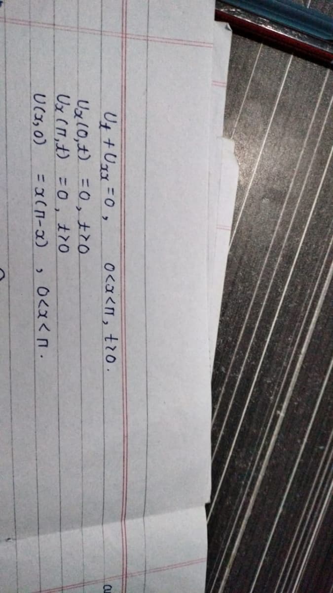 Uf +Uxx =0 ,
O<x<M, tro.
Uxl0,t) =0, t7o
Ux (,7) =0, t70
