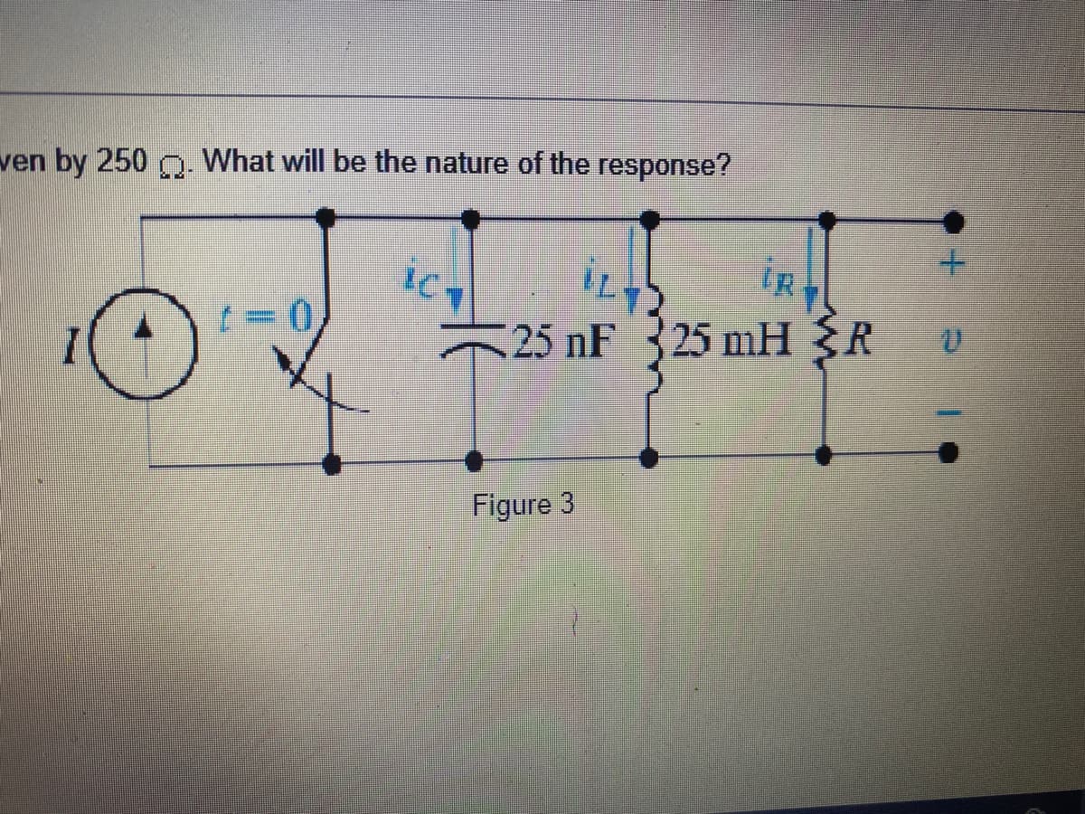 ven by 250 . What will be the nature of the response?
ic
25 nF 325 mH §R
Figure 3
