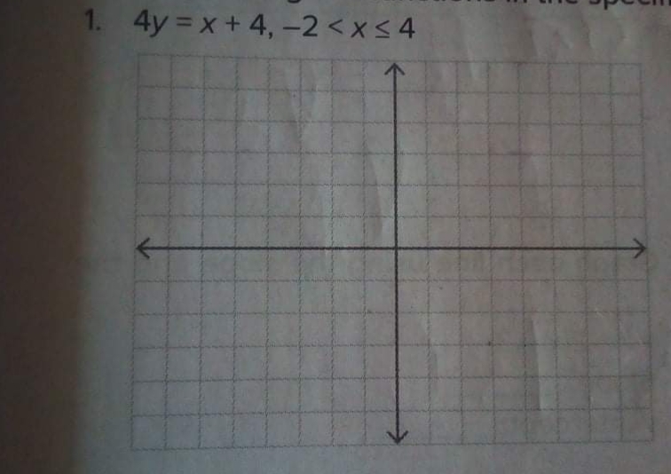 1. 4y = x+ 4, -2< x<4
