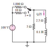 1,000 2
ww-
iz(f)
t= 0
2.5 2
100 V
50
0.1 H
(+)
