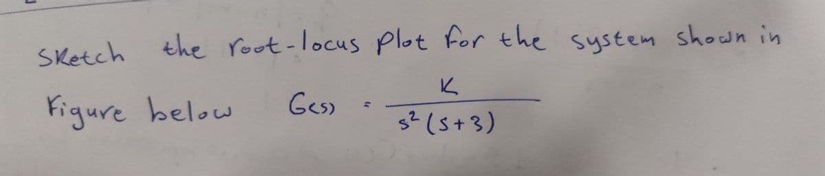 Sketch
the root-locus plot for the system shoun in
K
Figure below
Ges)
s2 (s+3)
