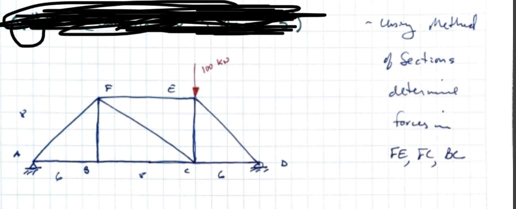 Canny Methed
Coing
100 k
f Sections
determine
forces in
FE, FC, bc
