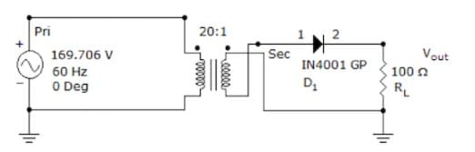 Pri
20:1
1N 2
Sec
Vout
169.706 V
IN4001 GP
100 n
60 Hz
O Deg
Ds
RL
