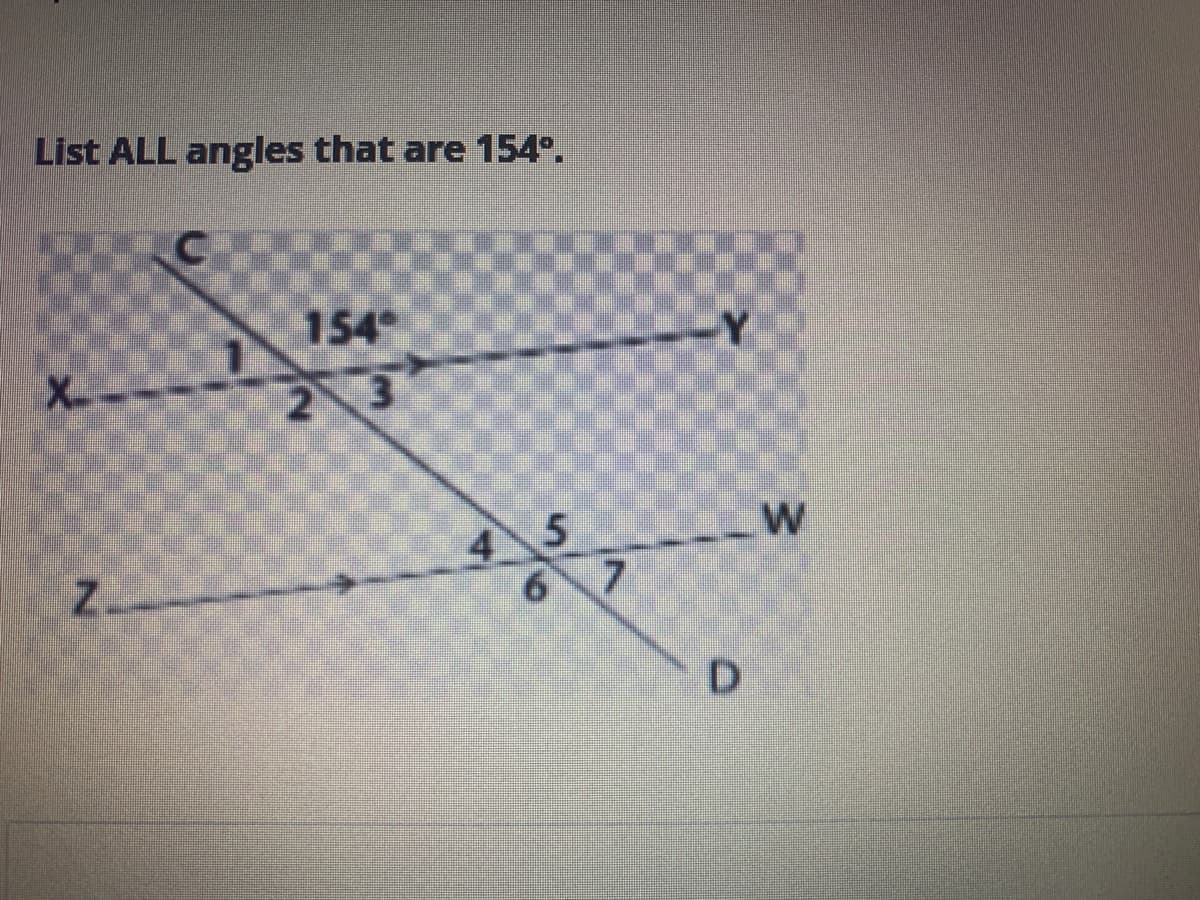 List ALL angles that are 154°.
