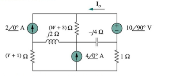 2/0° Α
(Υ + 1) Ω
(W + 3) Ω
j2 Ω
0
j4 Ω
4/0° A
www
10/90° V
ΤΩ