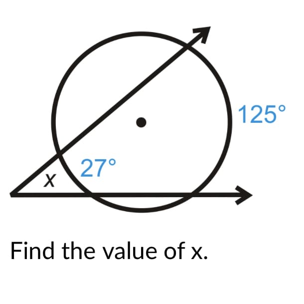 125°
27°
Find the value of x.
