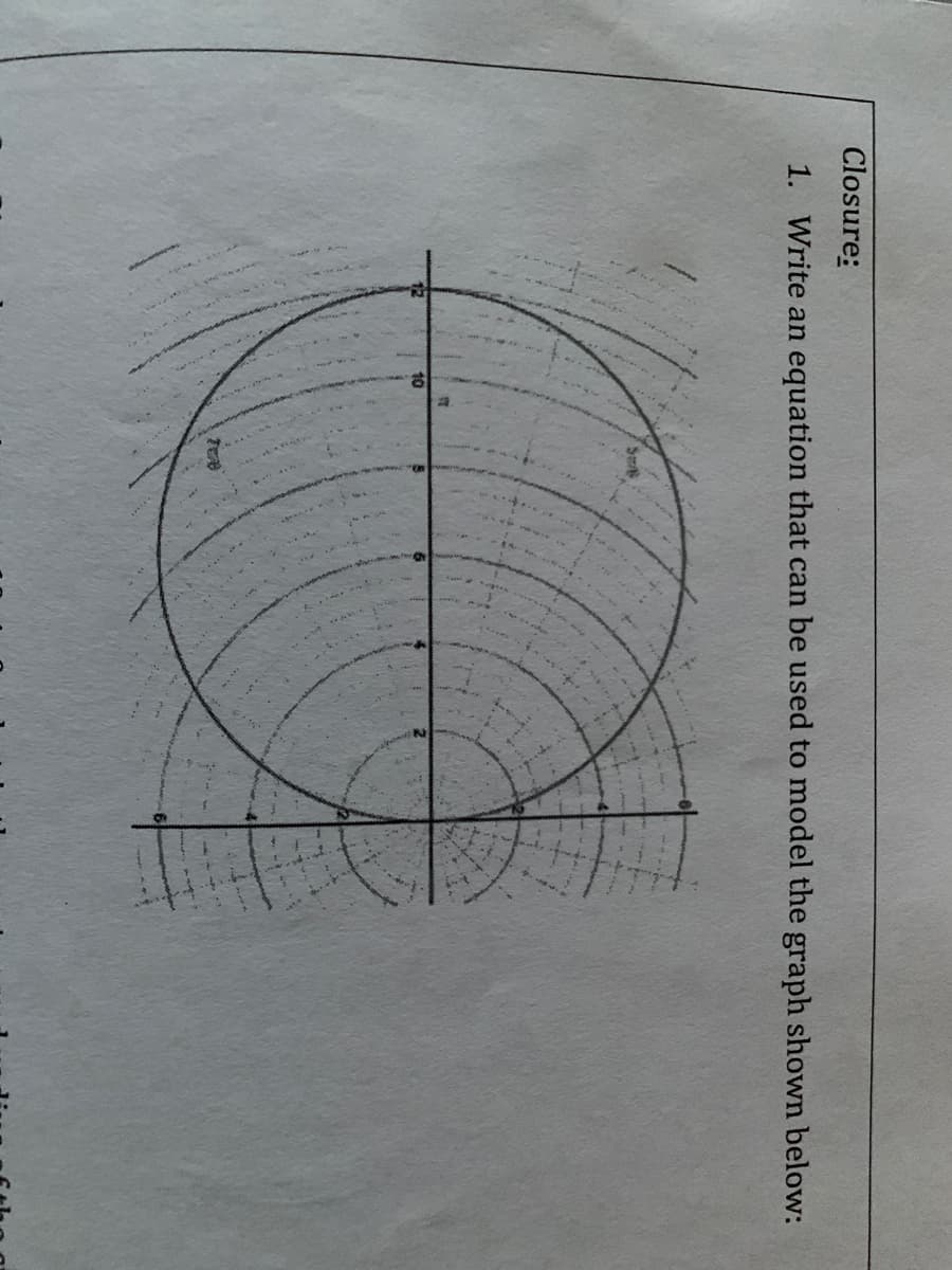 Closure:
1. Write an
equation that can be used to model the graph shown below:
10
TE
