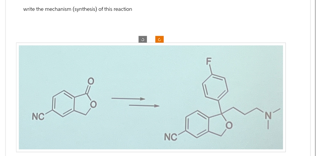 write the mechanism (synthesis) of this reaction
C
NC
NC