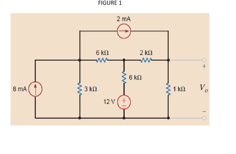 FIGURE 1
2 mA
6 ΚΩ
2 ΚΩ
6 kN
8 mA
3 kn
1 kn
Vo
12 V(+
ww
