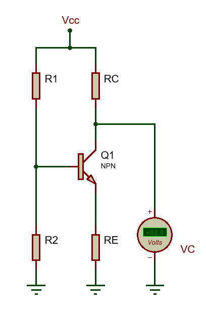 Vc
R1
RC
Q1
NPN
+88 8
R2
RE
Volts
VC
