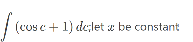 | (cos c+ 1) dc;let x be constant
