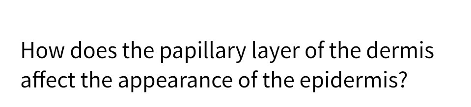 How does the papillary layer of the dermis
affect the appearance of the epidermis?
