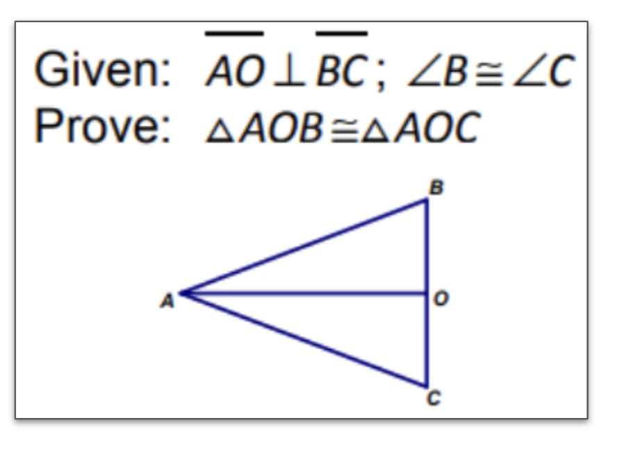 Given: AOLВС;B ZB2 ZC
Prove: AAОВ ЕДАОС
B
