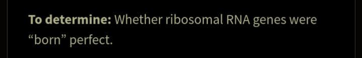 To determine: Whether ribosomal RNA genes were
"born" perfect.