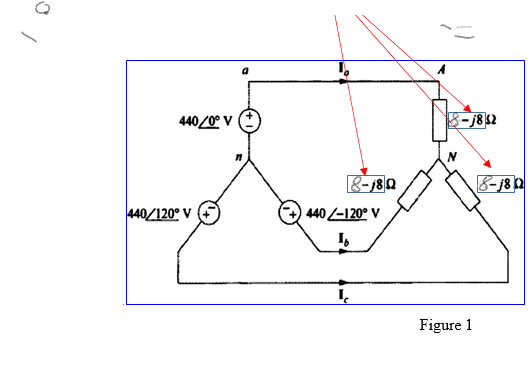 440/0° V
-j8 2
&-180
8-j8
440/120° V
440-120° V
I,
Figure 1
