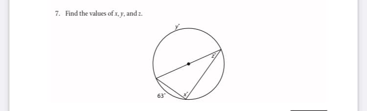 7. Find the values of x, y, and z.
63"
