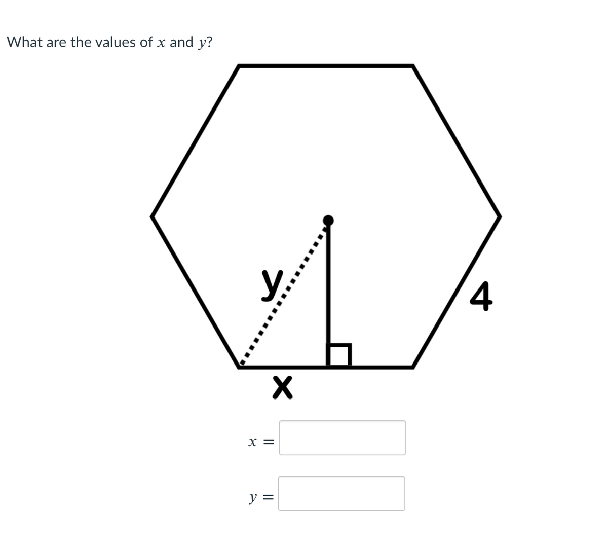 What are the values of x and y?
4
X =
y =
