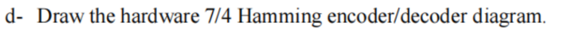 d- Draw the hardware 7/4 Hamming encoder/decoder diagram.