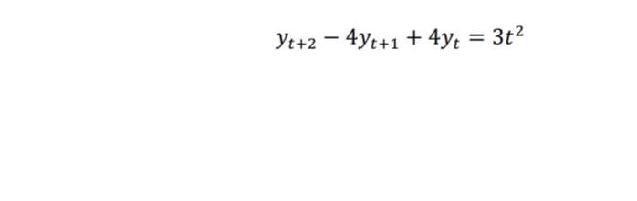 Yt+2 – 4yt+1 + 4y; = 3t²
%3D
