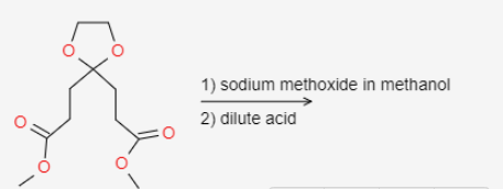 1) sodium methoxide in methanol
2) dilute acid
