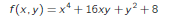 f(x,y) = x² + 16xy + y² +8