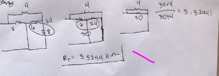 vos
6
4
24
38
m
424)
30
R+= 3.5294 K
4
m
um
30
30x4
3074
23.52941