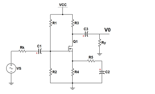 R1
R3
vo
C3
Q1
C1
Rk
R5
vs
R2
R4
C2
